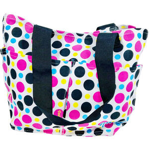 Vans Canvas Reusable Market Everyday Tote Bag Medium Polka Dot Pink Yellow Blue